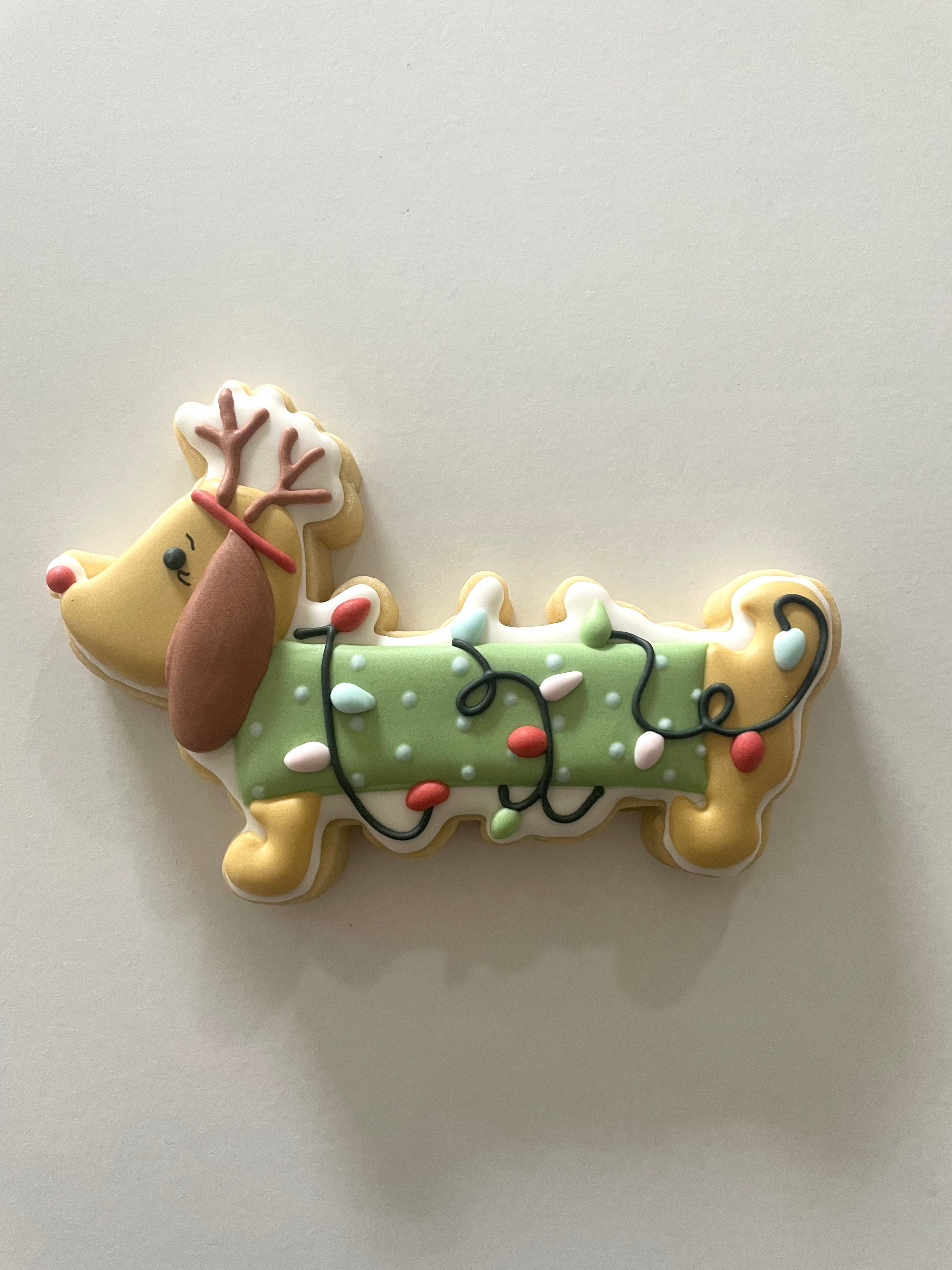 Christmas Dachshund Cookie