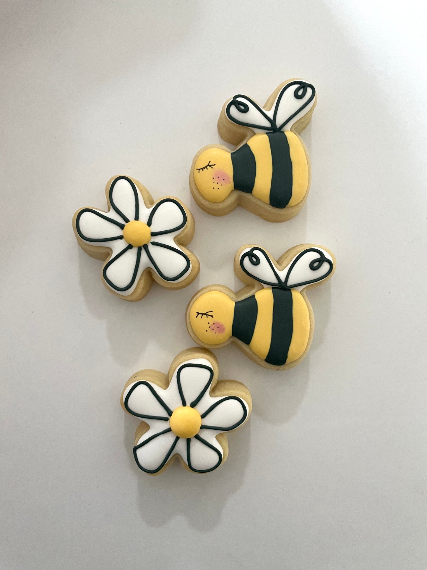 Cartoon Bees and Flowers Mini Cookies