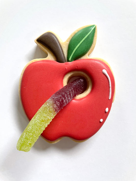 Apple with Sour Worm Cookie